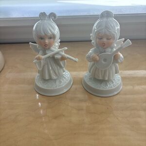 Vintage RARE ceramic bone china violin guitar angels. Made in West Germany.